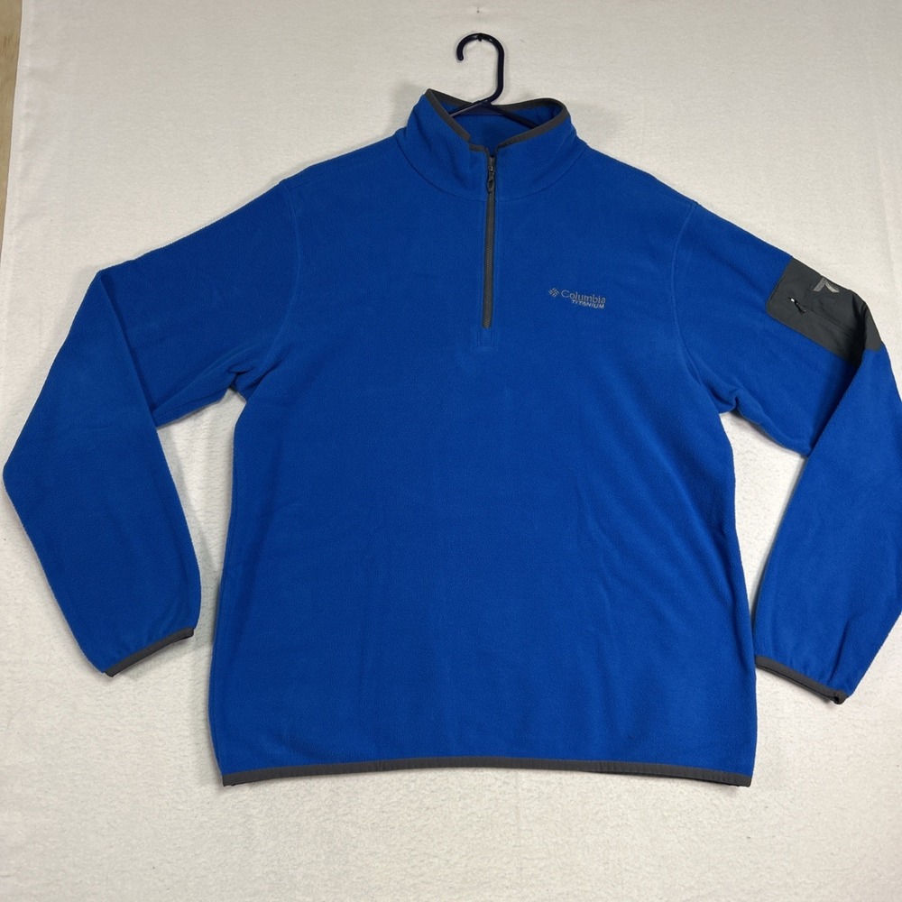 Columbia Titanium Fleece Mens Medium Blue Polartec Quarter Zip Pullover Jacket